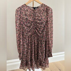 Ever New Long Sleeve Floral Ruched Mini Dress – Size 4